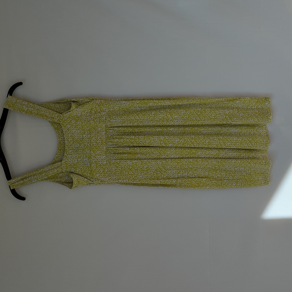 ANN TAYLOR | Sleeveless Empire Waist Chartreuse & White Dress - Picture 5 of 10